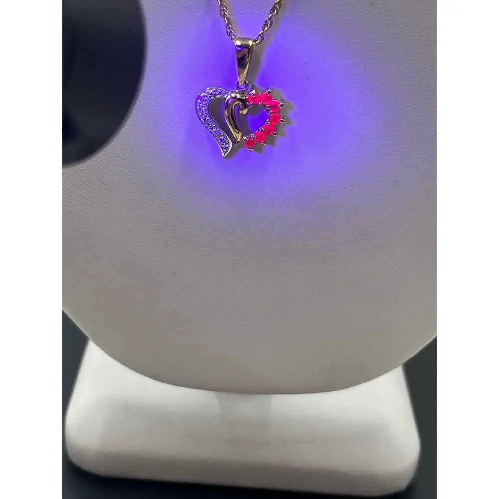 Ross Simon RSE 925‎ Ruby Diamond Sterling Silver Vermeil Heart Pendant Necklace